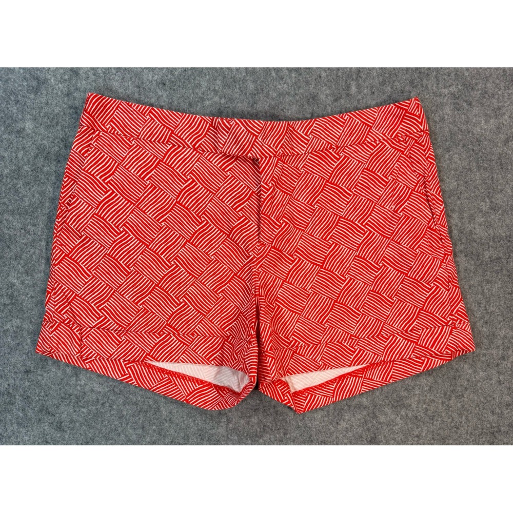 Banana Republic Ryan Fit Red White Geometric Basketweave Shorts Size 8